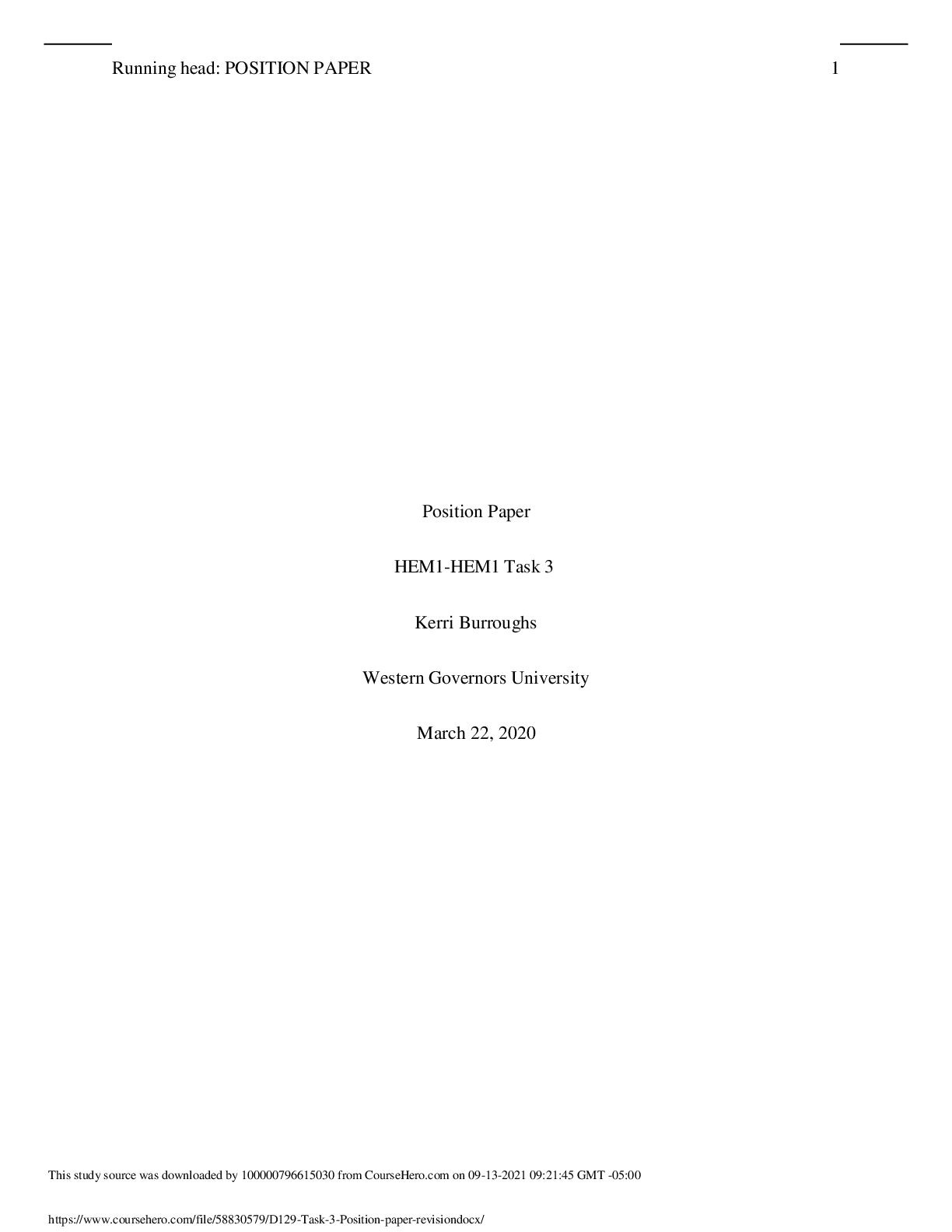 Preview image for Summary D129 Task 3 Position paper revision.docx.docx